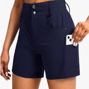Viodia Women's Bermuda Shorts Navy Blue Size Large Stretch Waist